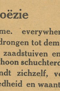 Fragment vanH.N. Werkman 'Leve de poëzie': twee passages over elkaar gedrukt