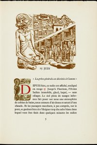 Les conquérants, illustratie en initiaal door Jean Delpech (p. 5) 