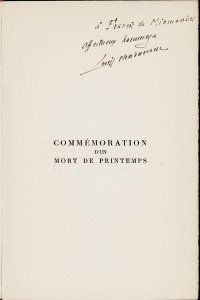 Opdracht in handschrift van Louis Chadourne aan Francis de Miomandre 
