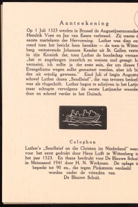 Mart. Luther, H.N. Werkman, Sendbrief an die Christen im Niederland (1941), pagina 4 en binnenzijde achteromslag