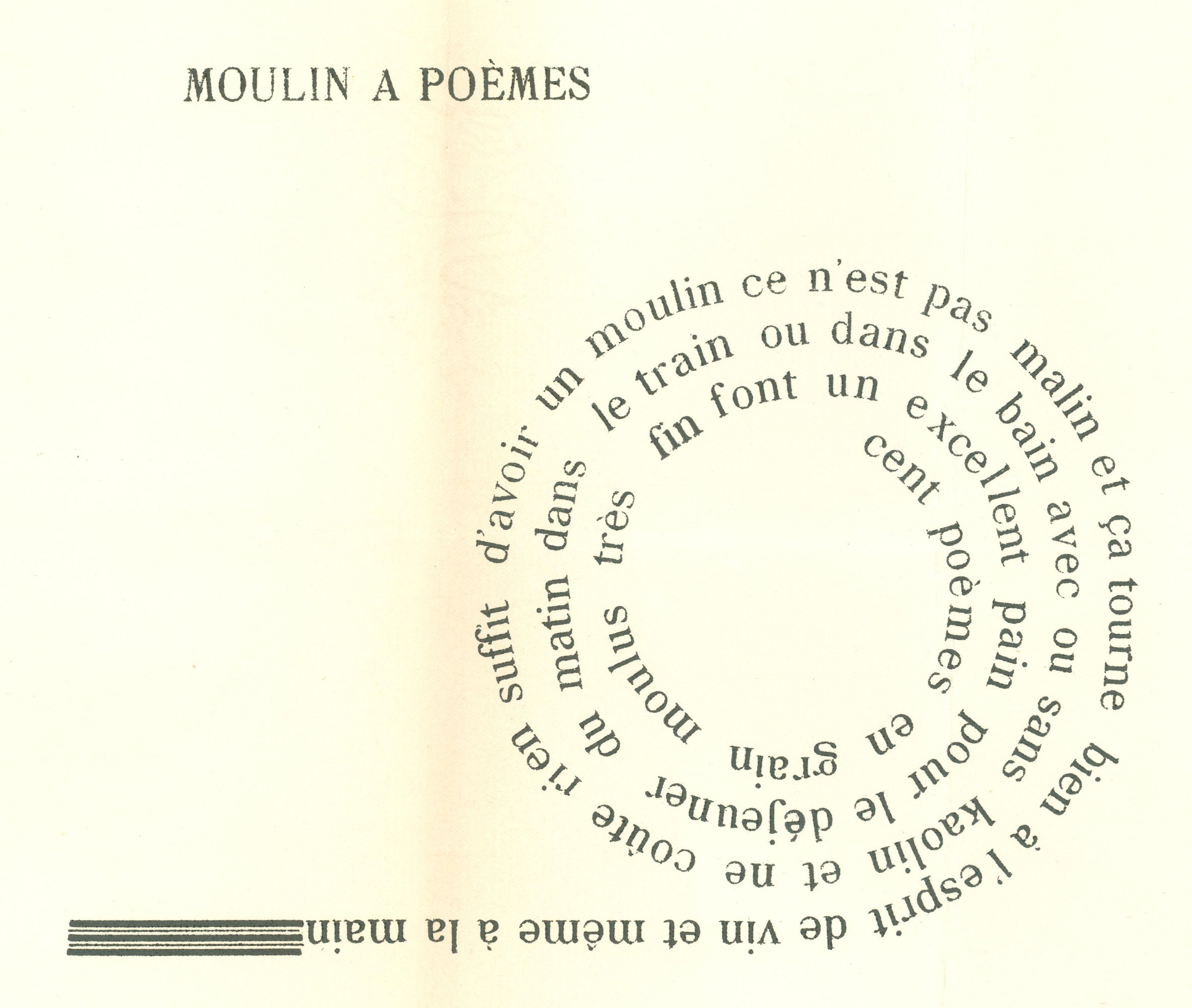 Pierre Albert-Birot, 'Moulin à poèmes', in: Deux poèmes (1955) 