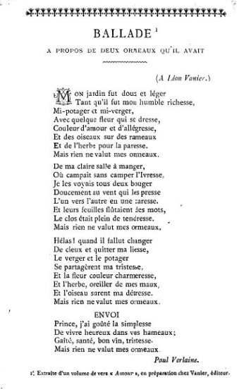 Paul Verlaine, 'Ballade' (1888) 