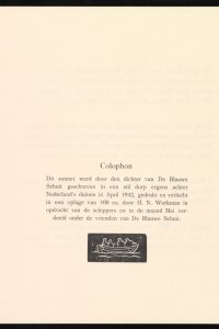 [M. Nijhoff], H.N. Werkman, Bij het graf van den Nederlandschen onbekenden soldaat gevallen in de Mei-dagen 1940 (1942), pagina 4 en binnenzijde achteromslag