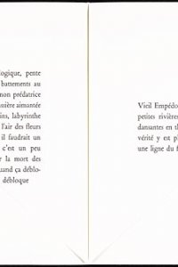 'Chroniques', pagina [18-19]: tekst met gouache in oranje engoud (beidehalf afgedekt) 