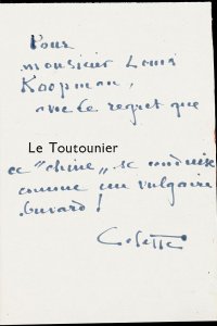 Handgeschreven opdracht door Colette