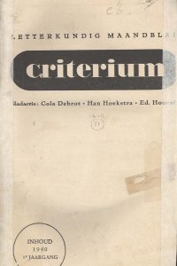 Vooromslag van 'Criterium' no. 1, 1940
