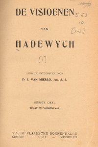 Titelpagina van 'De visioenen van Hadewijch'