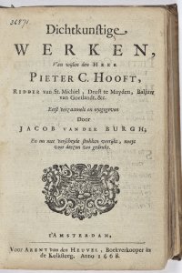 Titelpagina van 'Dichtkunstige werken van wijlen den heer Pieter C. Hooft'