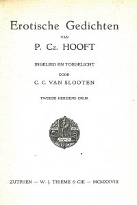 Titelpagina van 'Erotische gedichten van P. Cz. Hooft'