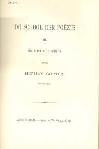 Titelpagina van 'De school der poëzie. III: Socialistische verzen'