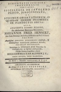 Titelpagina van 'Dissertatio juridica inauguralis'