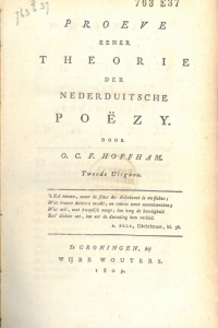 Titelpagina van 'Proeve eener theorie der Nederduitsche poëzy', 1809
