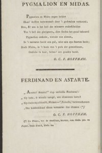 O.C.F. Hoffham, Pygmalion en Midas; Ferdinand en Astarte