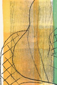 H.N. Werkman, detail met afdruk van plankje in 'Naaktfiguur op canapé'(D-109)