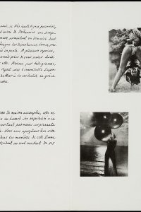 Fotocollages door Georges Hugnet (rechts) met bijschriften (links) [p. 26-27] 