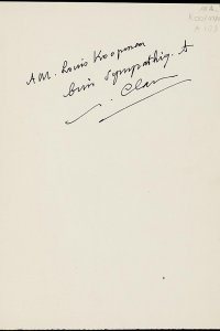 Opdracht in handschrift van Paul Claudel aan Louis Koopman 