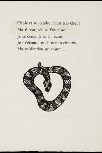 Le serpent, pagina met tekst en illustratie door Sonia Lewitska. 