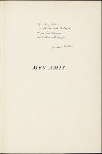Mes amis, Franse titelpagina met opdracht in handschrift van Emmanuel Bove 
