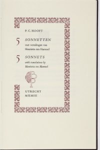 Titelpagina van '5 sonnetten = 5 sonnets'