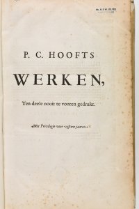 Titelpagina van 'P.C. Hoofts werken, ten deele nooit tevooren gedrukt'