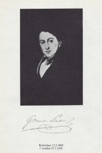 Portret van Gerrit van de Linde met zijn handtekening