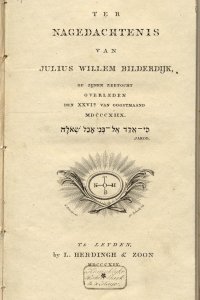 Titelpagina van 'Ter nagedachtenis van Julius Willem Bilderdijk'