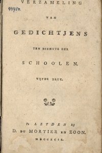 Titelpagina van 'Verzameling van gedichtjens ten dienste der schoolen'