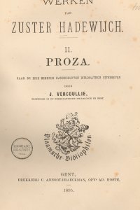 Titelpagina van 'Werken van Zuster Hadewijch. II: Proza'