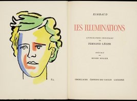 Titelpagina en frontispice van Arthur Rimbaud, Les illuminations (1949): p. [4]-[5] 