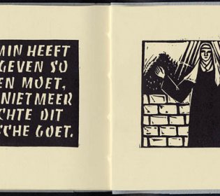 Linosnede (tekst en illustratie) door J.H.M. Bossaert