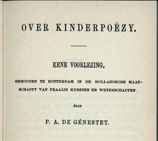 Titelpagina van 'Over kinderpoëzy'