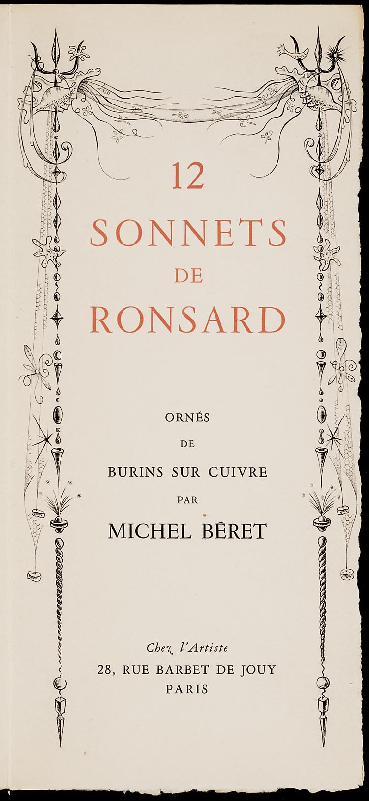 Title page of '12 Sonnets de Ronsard'