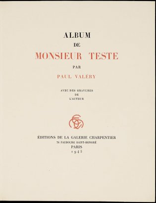 Album de Monsieur Teste, titelpagina
