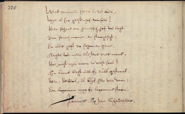 Albuminscriptie van Six van Chandelier in het album amicorum van Jacob Heyblocq 