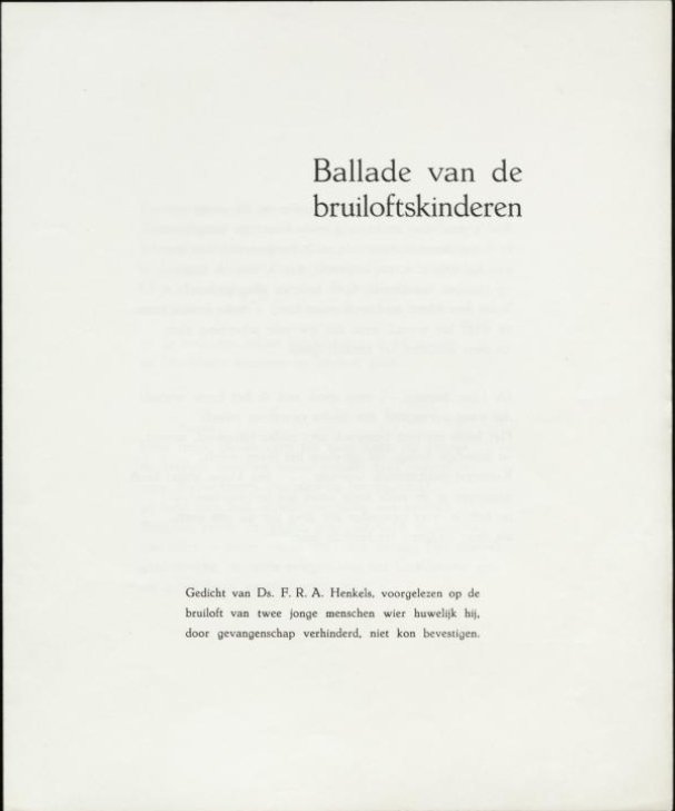 Proef voor titelpagina van F.R.A. Henkels, Ballade van de bruiloftskinderen (1942) (Joods Historisch Museum)