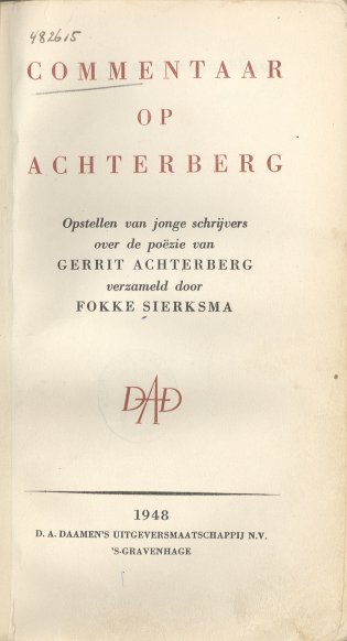 Titelpagina van 'Commentaar op Achterberg'