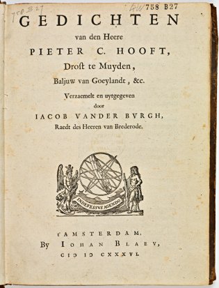 Titelpagina van 'Gedichten van den Heere Pieter C. Hooft'