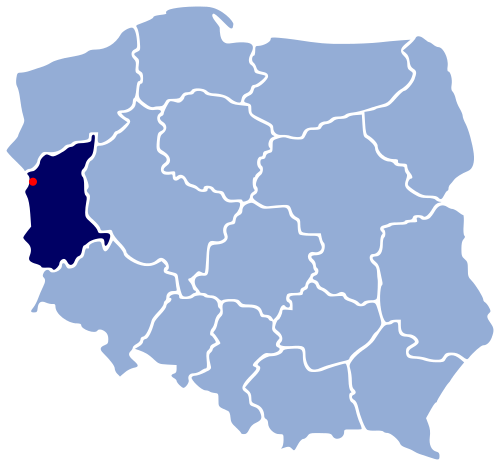 Locatie van Kostrzyn nad Odrą in Polen.
