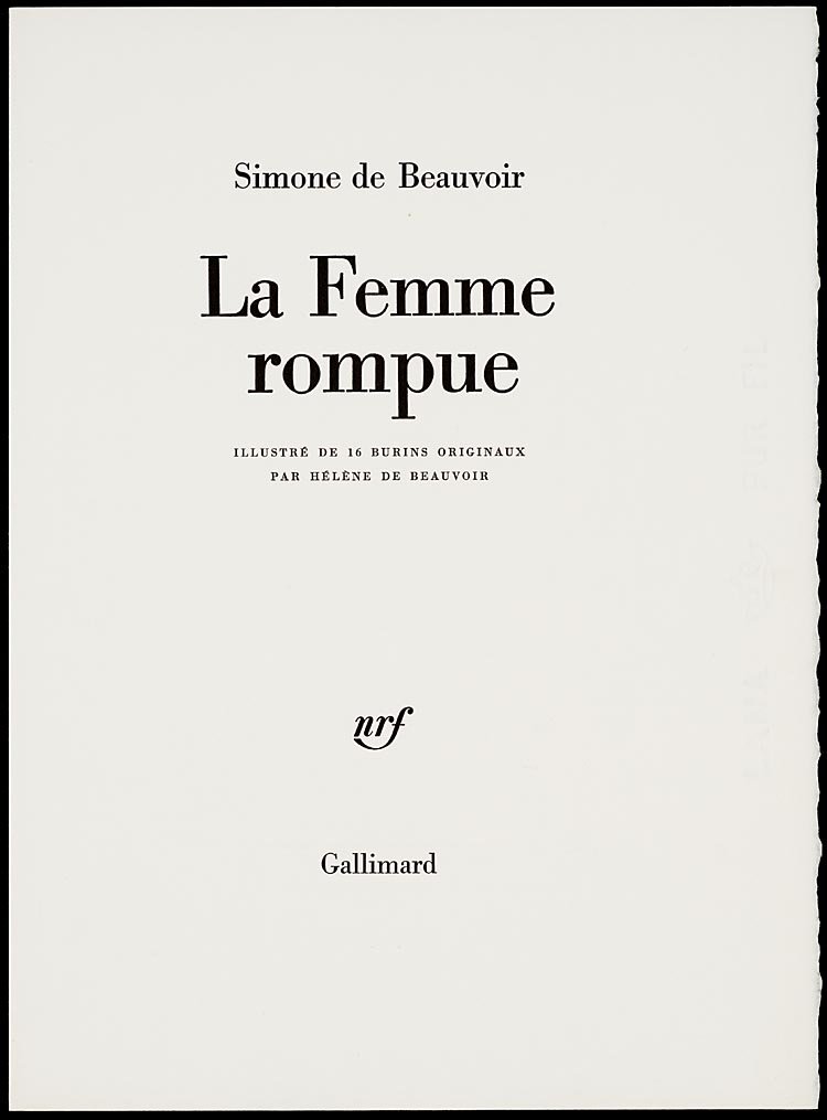 Titelpagina van 'La Femme rompue'