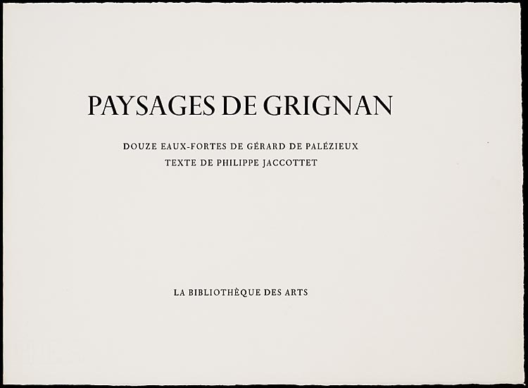 Paysages de Grignan, titelpagina