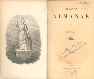 Titelpagina van de Leidse 'Studenten-almanak voor het jaar 1857'