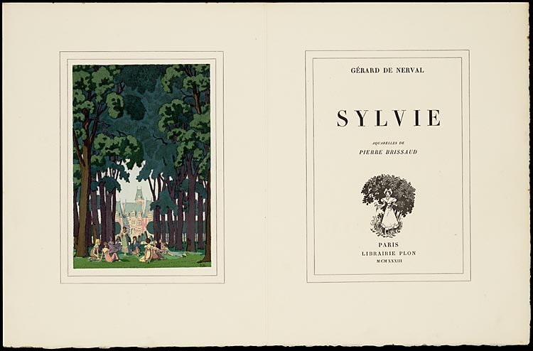 Gérard de Nerval, Sylvie (1933) with an illustration by Pierre Brissaud: title page and frontispiece (p. [ii]-[iii]) 